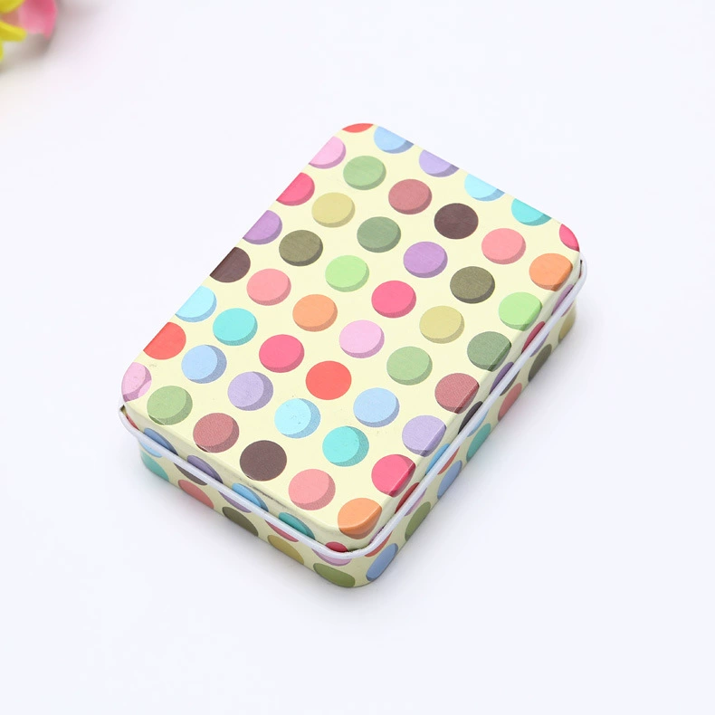 Rectangular metal tin storage box, postcard size, multiple designs, 9×6.5×2.4 cm
