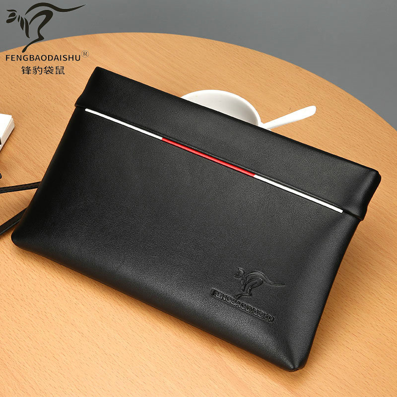 Bolso de mano texturizado transfronterizo, bolso de mano para hombres de negocios, bolso de sobre de gran capacidad de cuero suave, moderno, informal y de moda para hombres de comercio exterior image 4