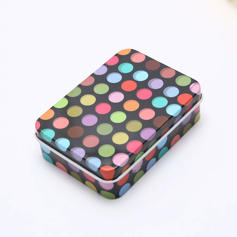 Rectangular metal tin storage box, postcard size, multiple designs, 9×6.5×2.4 cm