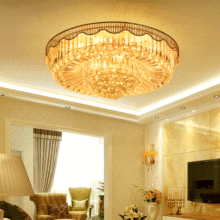 欧式水晶灯现代简约客厅灯创意大气餐厅灯温馨圆形遥控变色吸顶灯