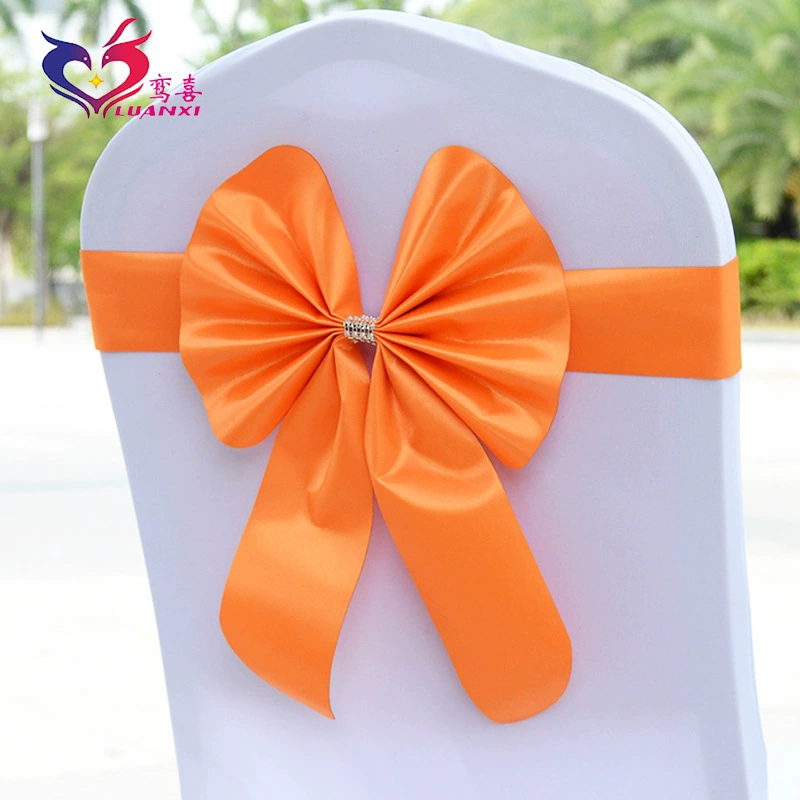 Отель свадебный банкет Свадебная мода стрейч галстук бесплатно стул назад цветок украшения лук лента стул ювелирные изделия трансграничный
