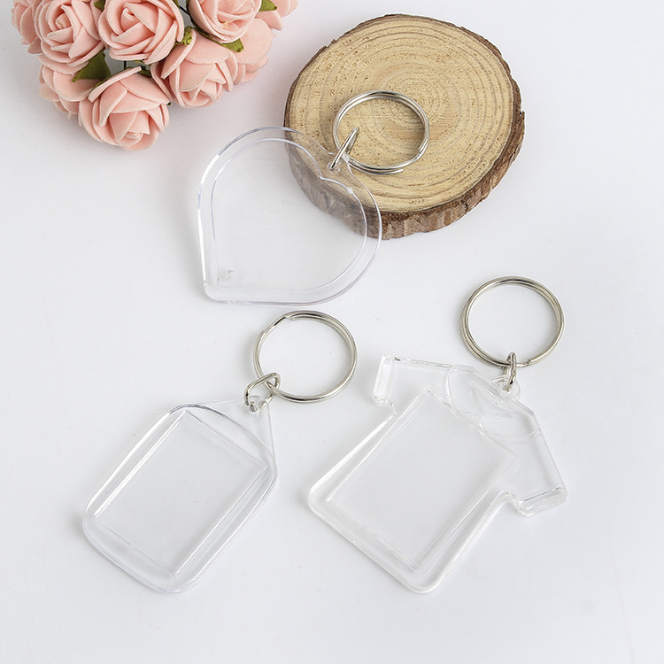 DIY设计透明亚克力空白相框钥匙扣 定 制创意广告钥匙扣 款式多样
