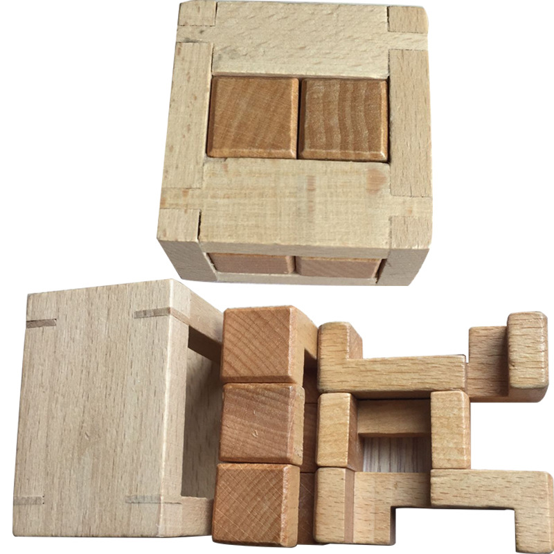 Cerradura de Kongming de juguete de madera para niños Cerradura de Kongming Cerradura de Luban Juego completo de embutir clásica de juguete de madera Cerradura de Kongming