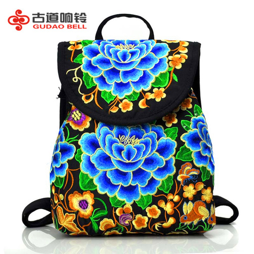 Ethnic style bag embroidered small backpack Yunnan embroidered bag embroidered backpack women's bag Foreign trade embroidered bag wholesale