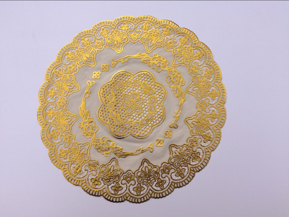 PVC gilding mantel pequeño posavasos mantel hogar antideslizante aislamiento tazón placa estera mesa de café paño fábrica al por mayor
