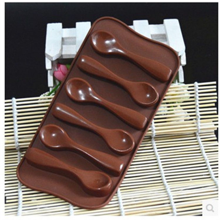 厂家批发硅胶蛋糕模6连勺子巧克力模饼干模手工皂模具DIY