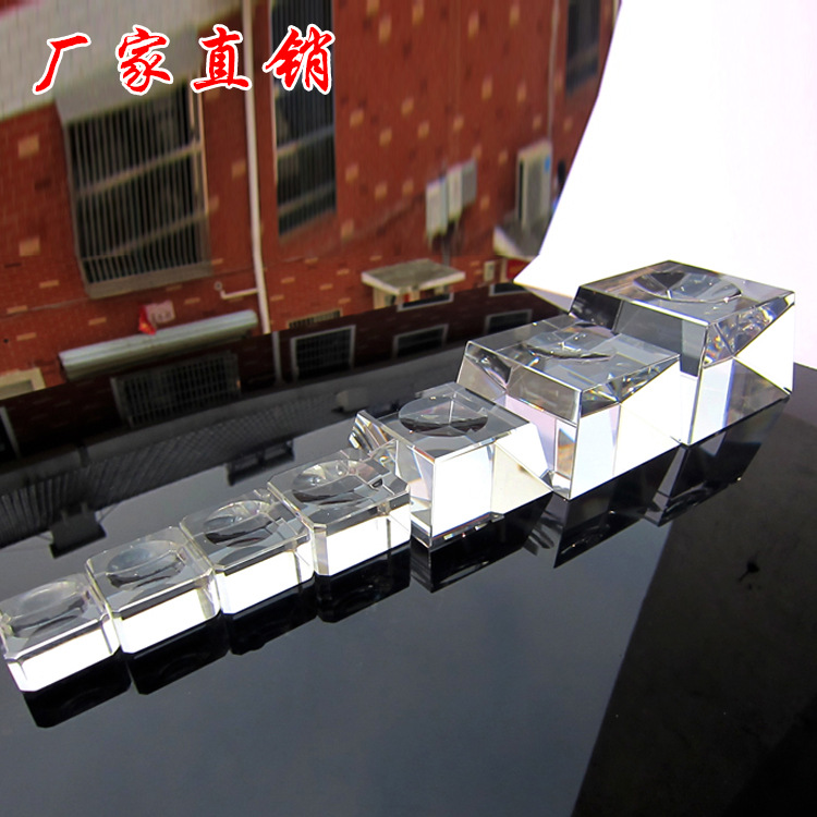 厂家批发水晶球灯底座梯形水晶球球托木质底座梯形四方玻璃底座
