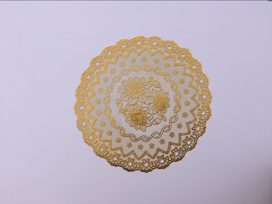 PVC gilding mantel pequeño posavasos mantel hogar antideslizante aislamiento tazón placa estera mesa de café paño fábrica al por mayor