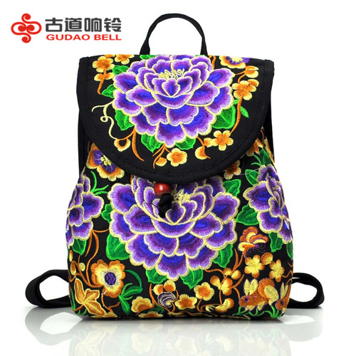 Ethnic style bag embroidered small backpack Yunnan embroidered bag embroidered backpack women's bag Foreign trade embroidered bag wholesale