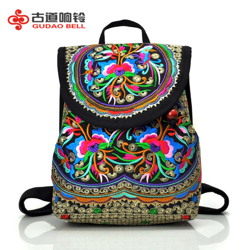 Ethnic style bag embroidered small backpack Yunnan embroidered bag embroidered backpack women's bag Foreign trade embroidered bag wholesale