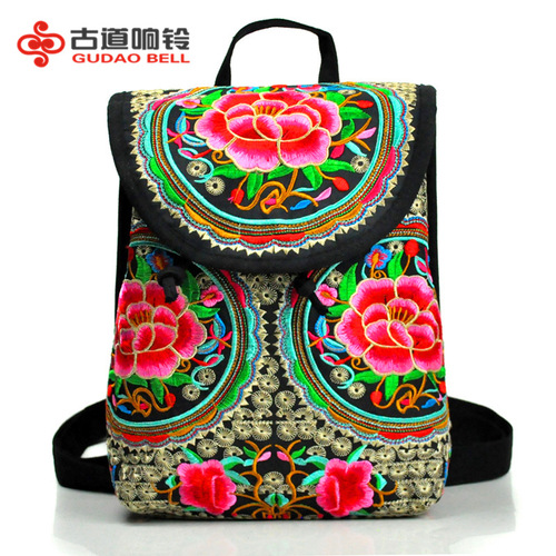 Ethnic style bag embroidered small backpack Yunnan embroidered bag embroidered backpack women's bag Foreign trade embroidered bag wholesale
