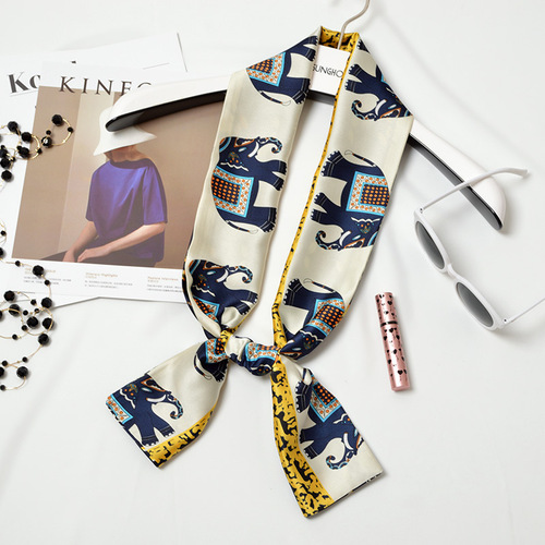 Korean style long small silk scarf for women Korea Dongdaemun simulated silk satin casual professional decorative scarf small scarf