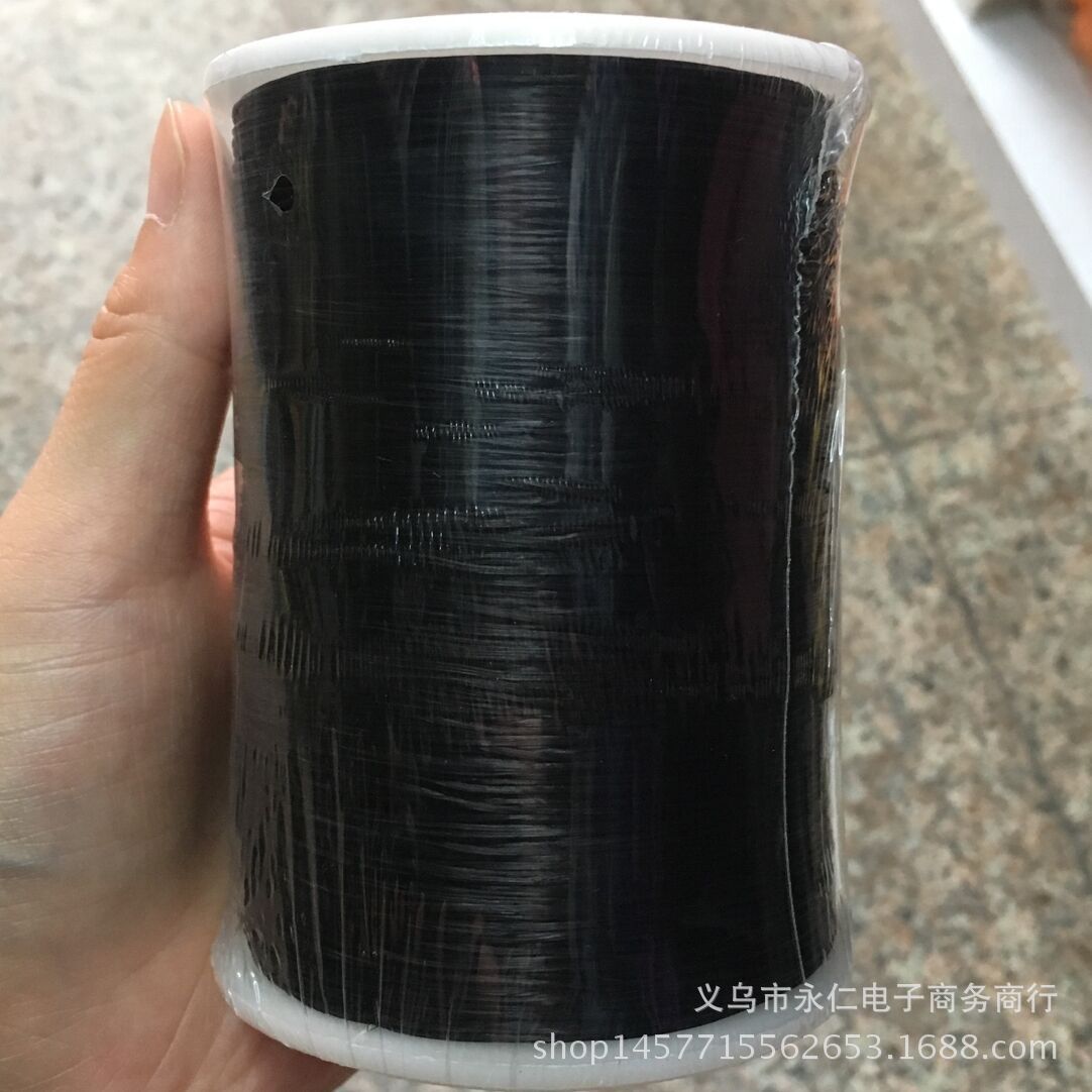 黑色大卷高弹性水晶弹力线 扁形水晶线饰品串珠 弹力扁线 1000米