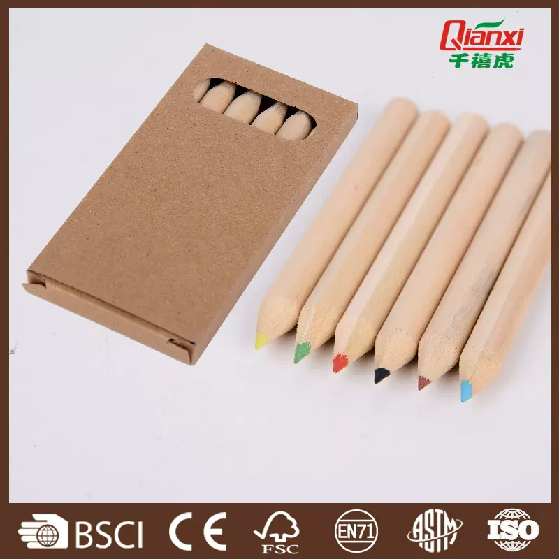 3.5英寸8.8CM迷你彩铅可加印原木色彩色铅笔套装小学生绘画文具