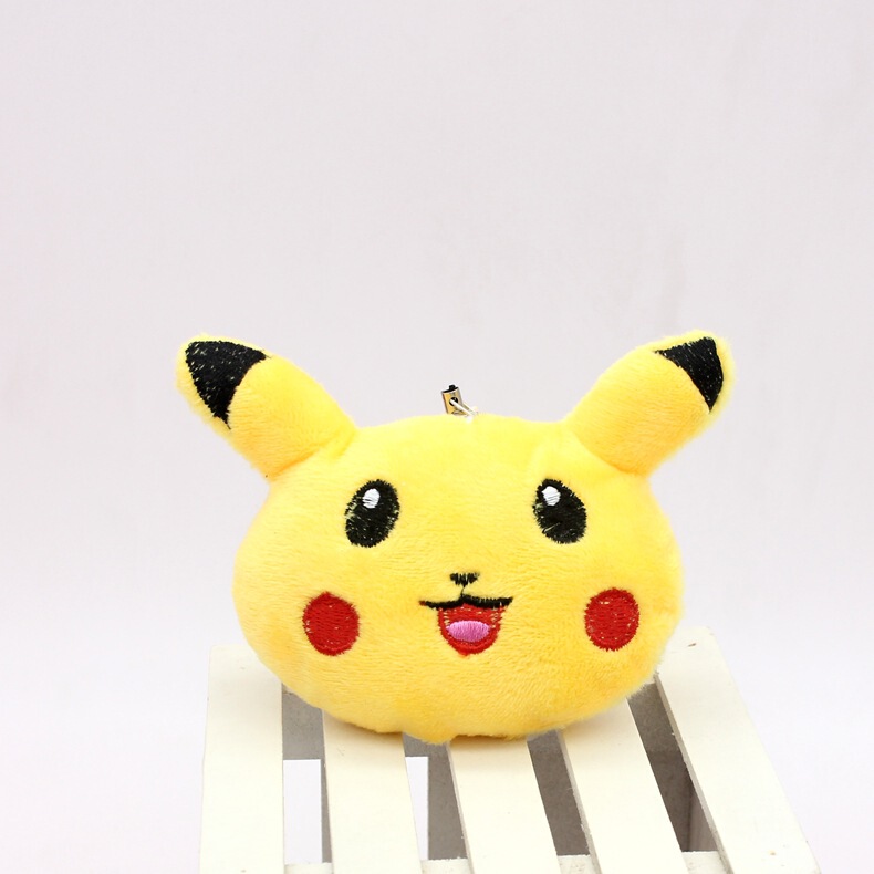 Plush Toy Pet Pikachu Animal Head Mobile Phone Small Pendant Pokemon Creative Gift Doll