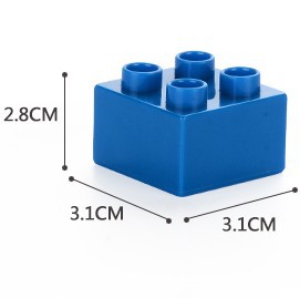 2*2 brick building blocks, 100 pieces, mixed colors / Single block