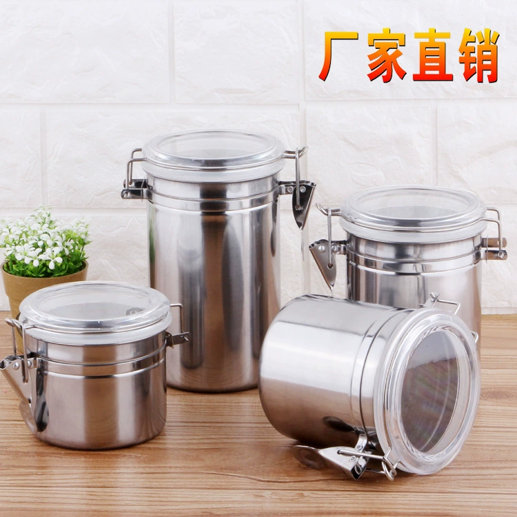 Визуальная герметичная банка из нержавеющей стали, банка для хранения из четырех частей, банка для хранения кофе и чая, банка для сухого молока и сухофруктов