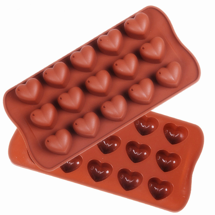厂家批发硅胶蛋糕模15连雨滴爱心硅胶巧克力模手工皂模具