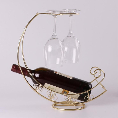 Pirate Ship Red Wine Rack Ornament European Iron Wine Bottle Rack Creative High-Heeled Red Wine Glass Rack Upside Down Wholesale