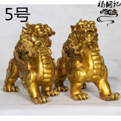 A pair of standing bronze Pixiu figurines, open-air gift craft factory wholesale bronze Pixiu