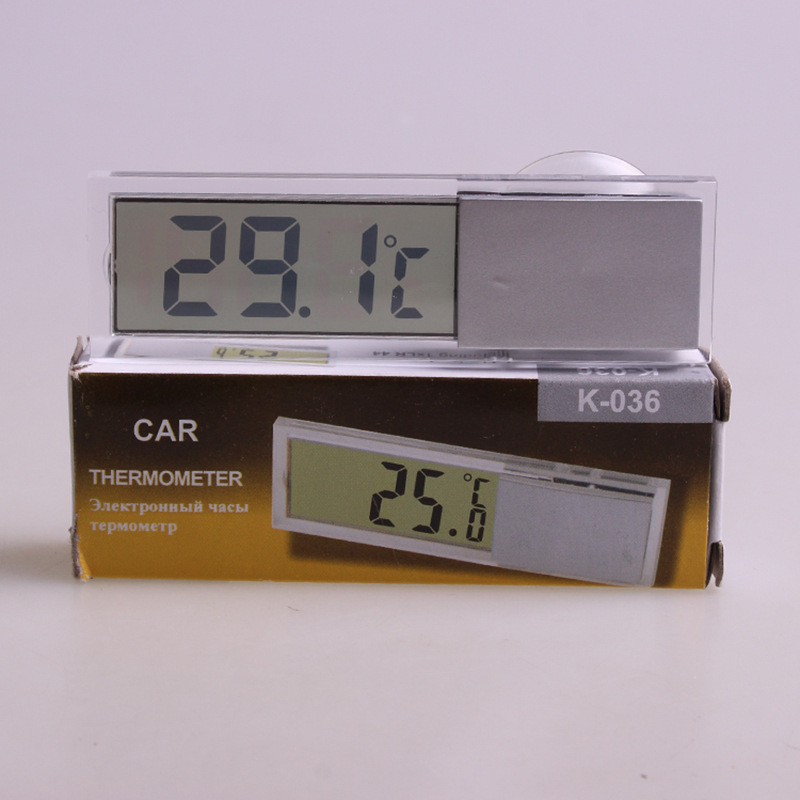 吸盘式车用温度计 车载温度表 透明液晶显示 汽车温度计 内外K036
