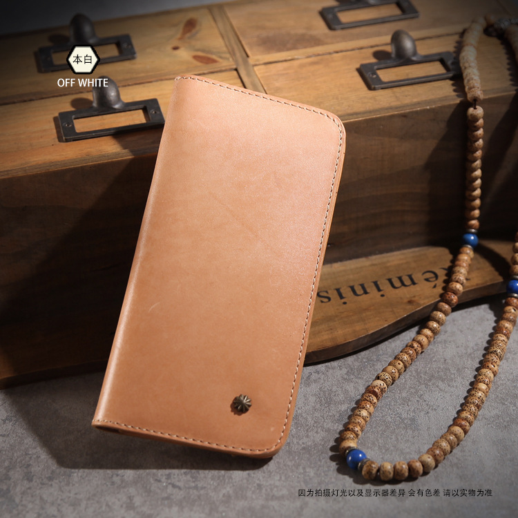 26 nuevas carteras largas para hombre, hechas a mano, de cuero de vaca de primera capa, con adornos de crisantemo, de cuero curtido vegetal, estilo japonés, de la fábrica Whale Song.