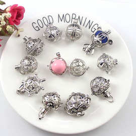 可打开镂空相盒香水魔盒吊坠铜制相盒配件精油香薰饰品DIY配件女