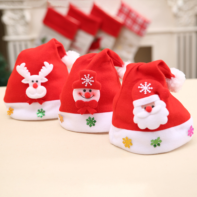 Christmas Kids Hat Christmas Gift Children's Christmas Hat Christmas Decal Cartoon Hat Kids Hat_voghion.com