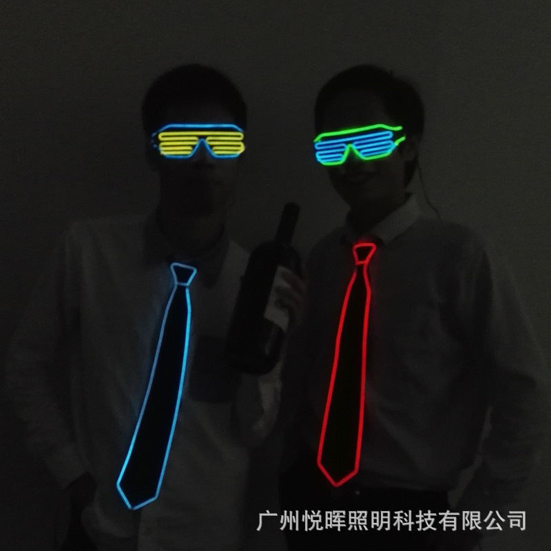 Corbata LED novedosa con luz EL para fiestas de disfraces, bares, accesorios de iluminación para discotecas, corbata intermitente con diez opciones de color.