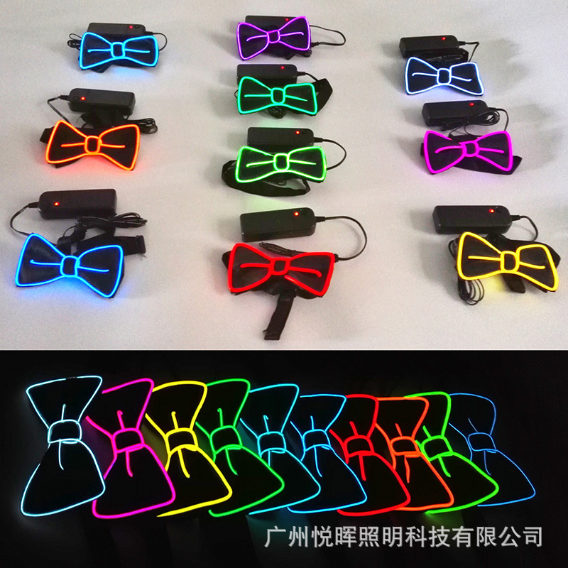 Corbata luminosa LED, suministros para fiesta de baile de Carnaval, pajarita luminosa de diez colores, accesorios de ambiente para discoteca, bar y discoteca
