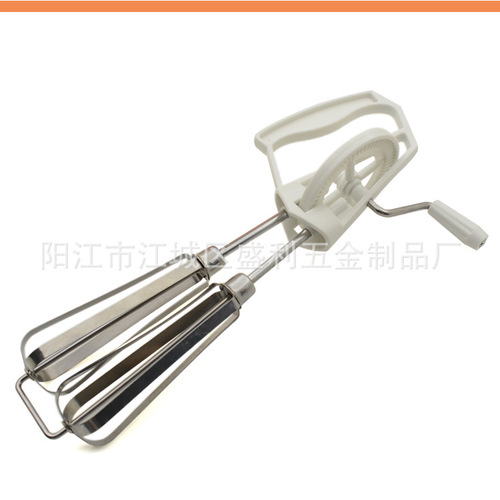 Yangjiang Factory Direct Stainless Steel Handheld Dual Rotation Manual Eggbeater, Batter Cake Mixer
