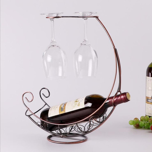 Pirate Ship Red Wine Rack Ornament European Iron Wine Bottle Rack Creative High-Heeled Red Wine Glass Rack Upside Down Wholesale