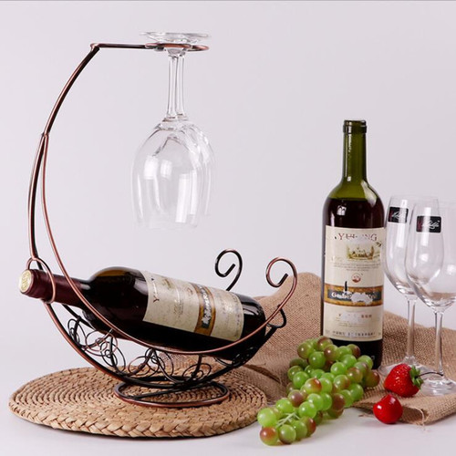 Pirate Ship Red Wine Rack Ornament European Iron Wine Bottle Rack Creative High-Heeled Red Wine Glass Rack Upside Down Wholesale