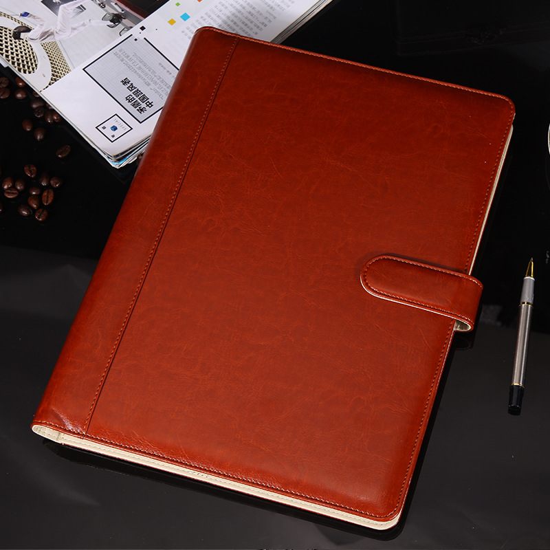 A4 carpeta multifuncional de cuero de hojas sueltas con calculadora de negocios gerente clip de oficina de ventas pin clip