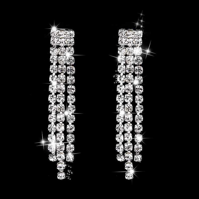 Emprender todo tipo de procesamiento joyería moda brillante rhinestone garra cadena sinuoso collar pendientes traje boda 499
