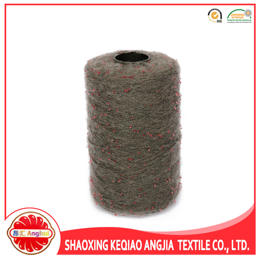 供应有色彩色透明珠子纱拉毛珠粒纱涤纶珍珠珠子昂佳纺织七彩