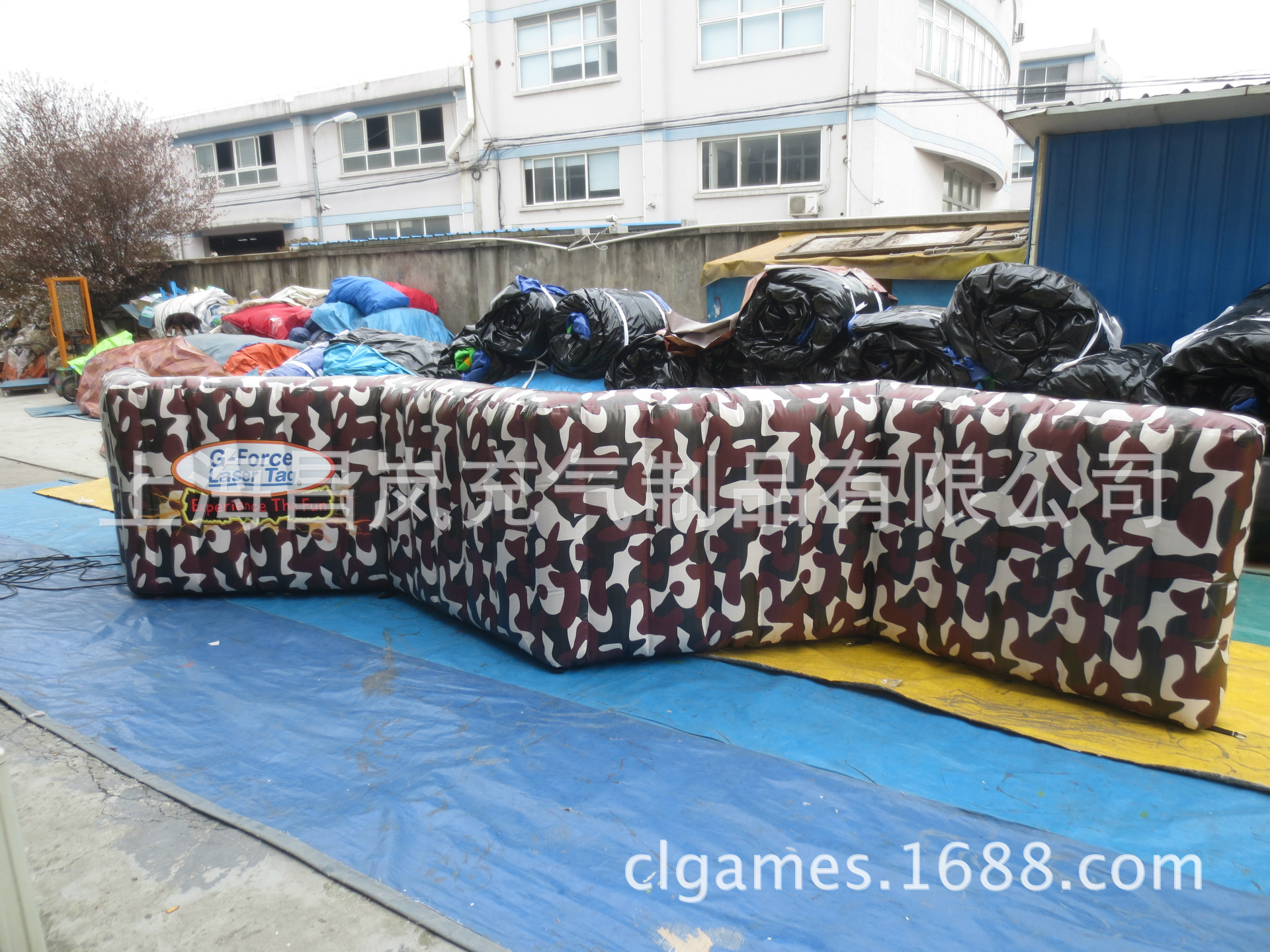 厂家定 迷彩充气CS掩体墙 军事演练充气掩体墙