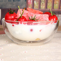 沙拉冰激凌酸奶甜品碗牛奶早餐碗麦片碗双层耐高温透明玻璃碗