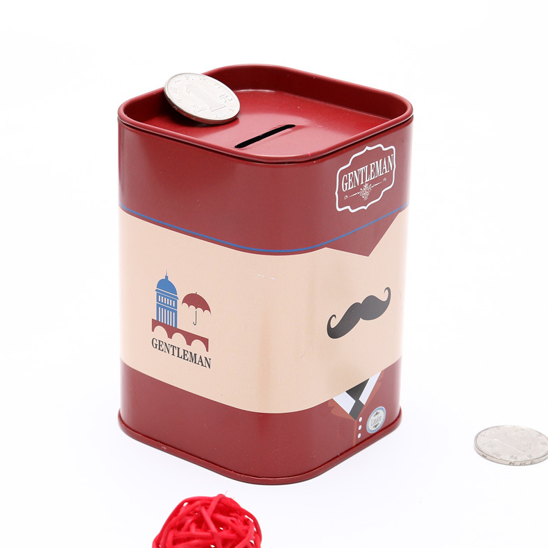 Fábrica creativa hojalata Piggy Bank chica de dibujos animados de moda cuadrado Piggy Bank cuadrado metal estaño en stock