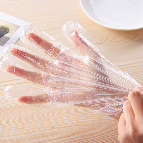Disposable catering gloves, 100 pieces, transparent thickened beauty housekeeping cleaning and hygiene gloves