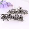 Big crystal, ponytail, metal retro hairgrip, black hairpins, simple and elegant design, wholesale