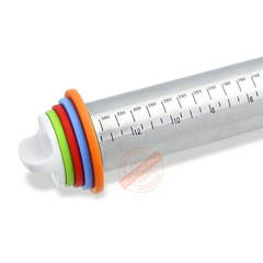 亞馬遜17寸可調型不鏽鋼擀麵杖調節厚度刻度擀麵棍麵皮料揉面工具