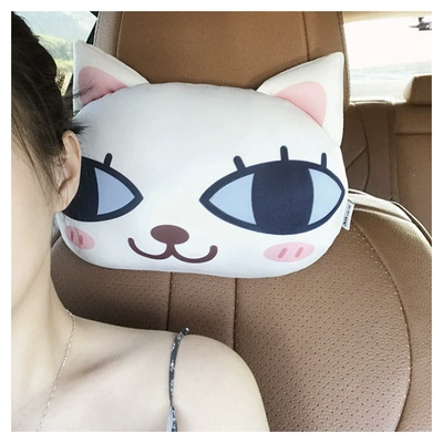 Cartoon Personality Creative Cat and: Headrest - washed-white-3025