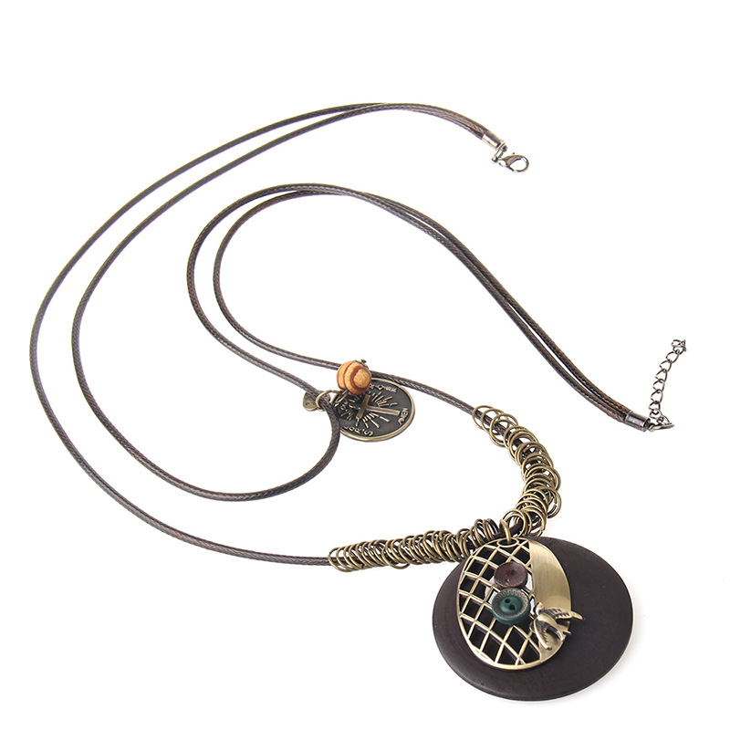 Collar largo de cera multinivel estilo étnico con accesorios de madera para mujer, regalo de cumpleaños, mayorista