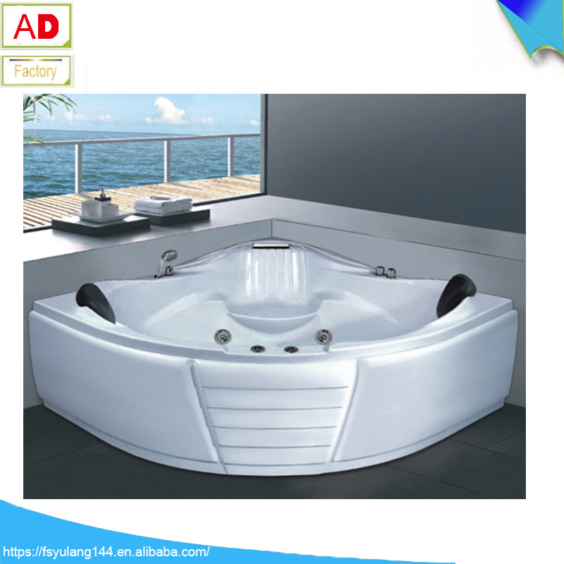 Wholesale Acrylic Bathtub Corner Wall-Mounted Triangular Massage Double Bathtub for Home Use in Light Luxury Style