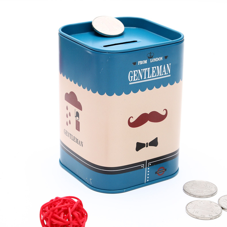 Fábrica creativa hojalata Piggy Bank chica de dibujos animados de moda cuadrado Piggy Bank cuadrado metal estaño en stock