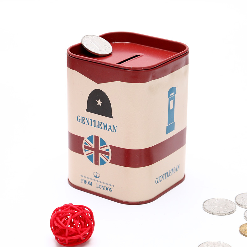 Fábrica creativa hojalata Piggy Bank chica de dibujos animados de moda cuadrado Piggy Bank cuadrado metal estaño en stock