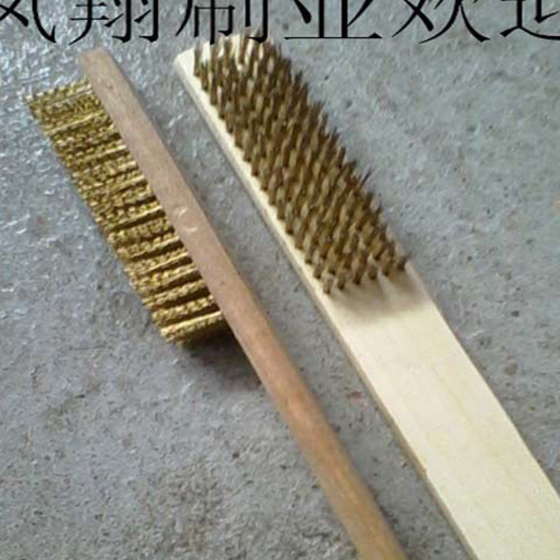 厂家销售镀铜钢丝清洁刷 不锈钢丝清洁刷 6*16钢丝木柄刷 规格齐