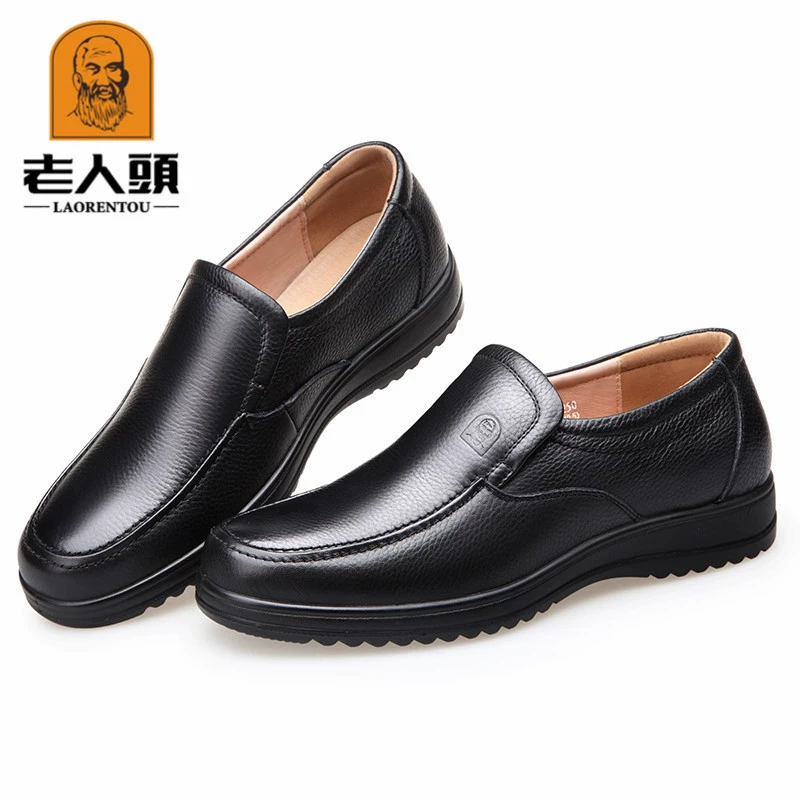 В наличии кожаная обувь для стариков, Мужская мягкая кожаная дышащая обувь с мягкой подошвой, среднего возраста, деловая повседневная обувь на флисовой подкладке, отцовская мужская обувь оптом