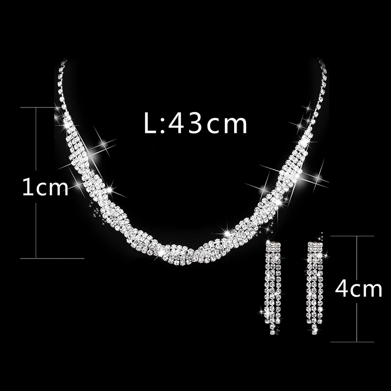 Emprender todo tipo de procesamiento joyería moda brillante rhinestone garra cadena sinuoso collar pendientes traje boda 499